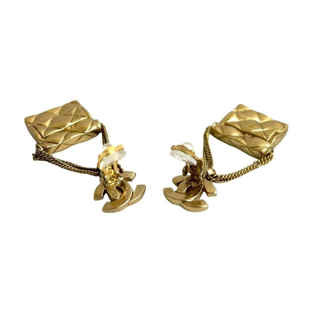 CHANEL Authentic Gold Logo Earrings - Picture 7 of 7